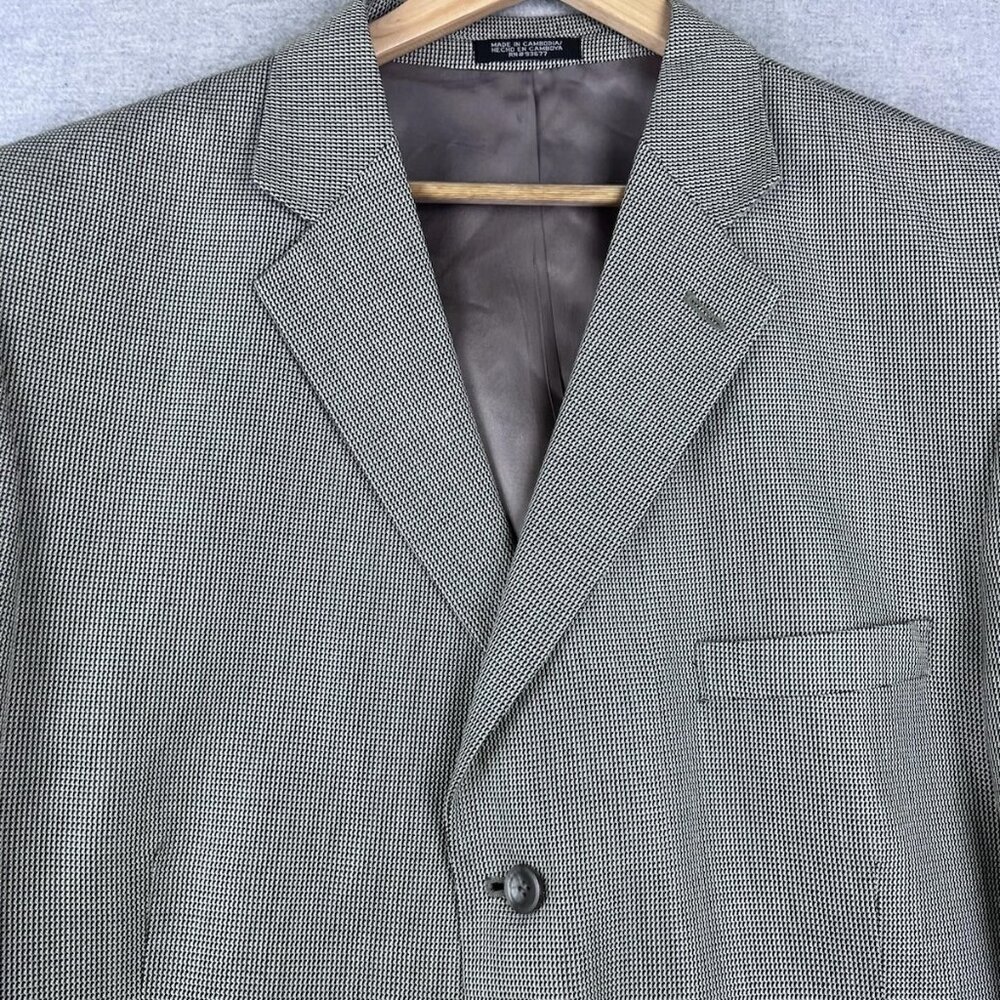 Stafford‎ Blazer Men Fits 42R Houndstooth Check American Craftsmen Wool